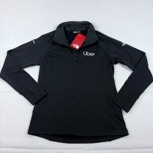NWT The North Face 1/4 Zip Fleece Women Large Black Mountain Peaks Pullover Uber